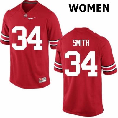 NCAA Ohio State Buckeyes Women's #34 Erick Smith Red Nike Football College Jersey KQD7145UK